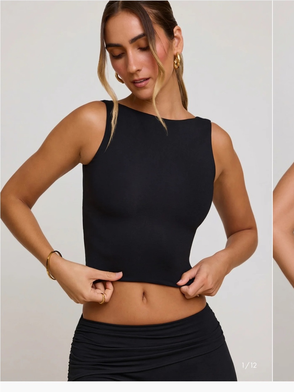 Oh Polly Wren High Neck Open Back Crop Top in Black